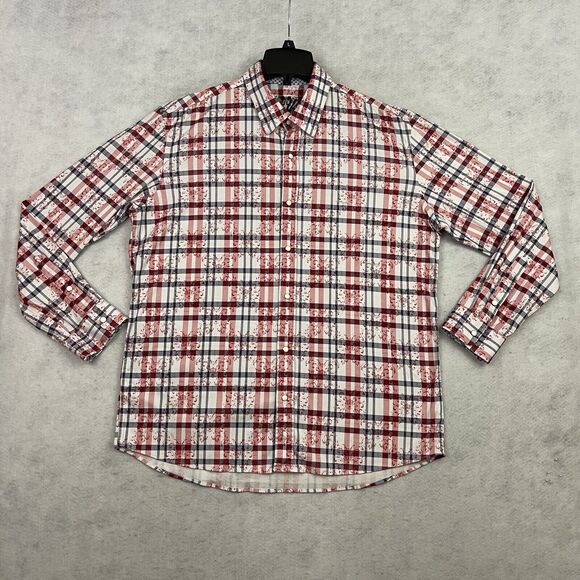 Scully Western Shirt Mens Size Large L Red Plaid Pearl Snaps Paisley Embroidered - Picture 8 of 12